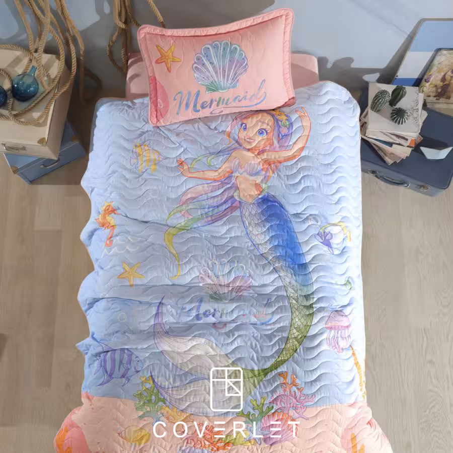 روتختی پنبه‌دوزی دخترانه طرح پری دریایی مدل Aria