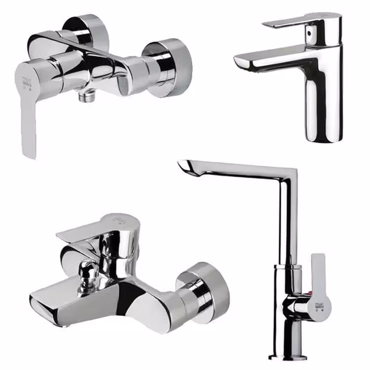 ست شیر چهار تیکه kwc مدل ریتا رنگ کروم