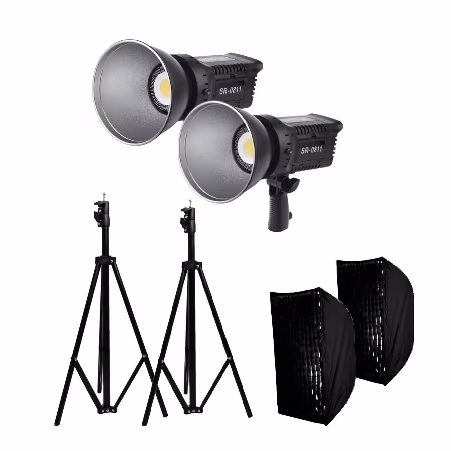 کیت تولید محتوا دو شاخه ویدئو لایت Sierra SR-0811 ، پایه نور 805 و سافت باکس پرتابل 60x90cm