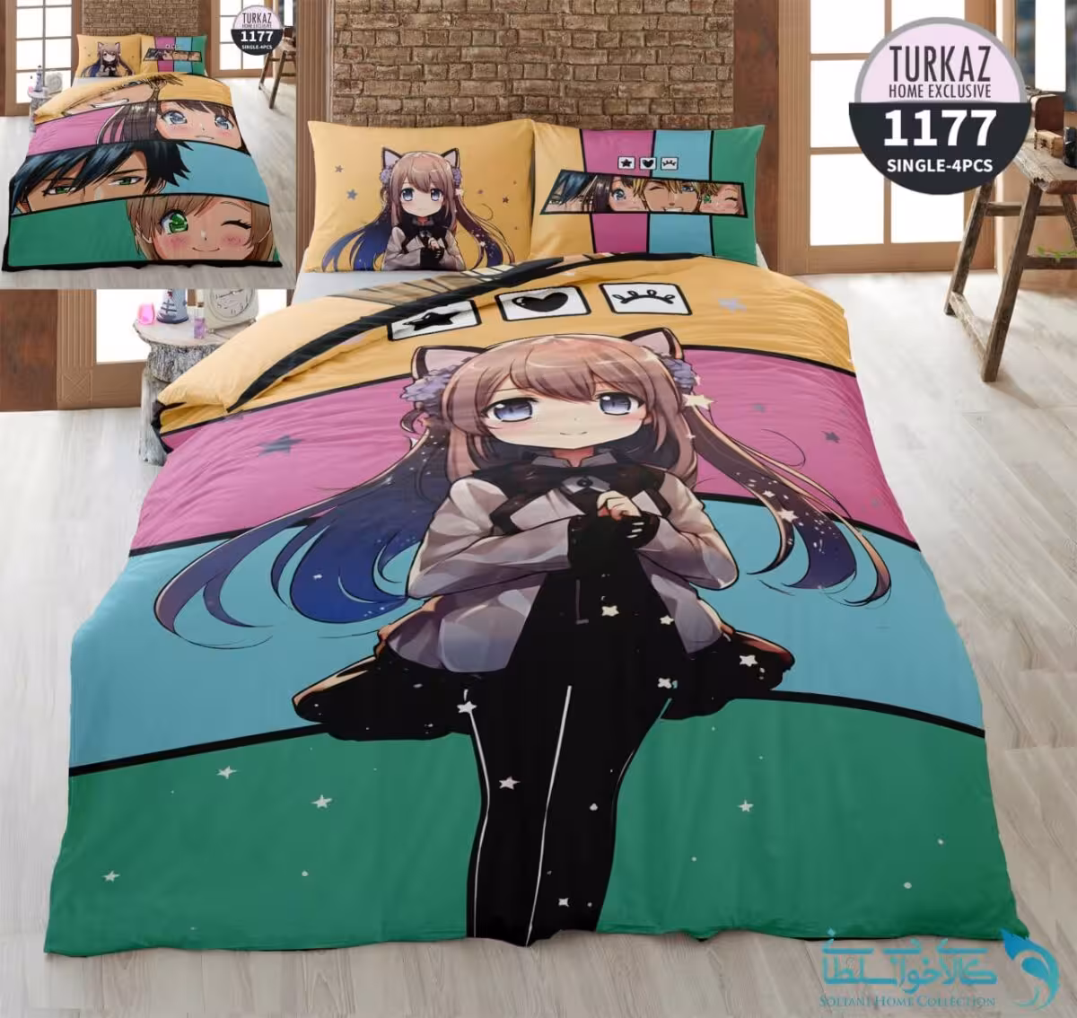 روتختی طرح انیمه کیوت یک نفره برند Turkaz کد 1177
