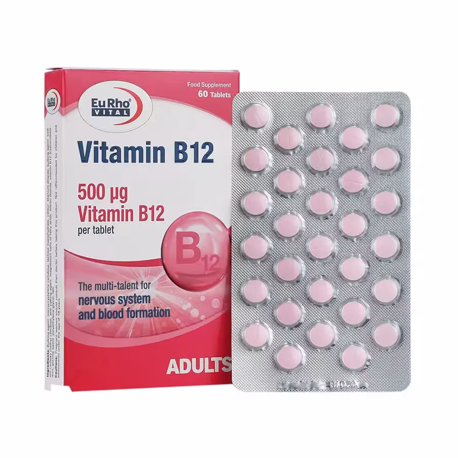 قرص ویتامین ب12 یوروویتال 60 عددی | Eurho Vital Vitamin B12 60 Tablets
