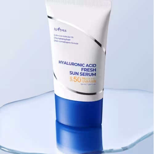 ژل ضد آفتاب بدون رنگ ایزنتری SPF 50 مدل هیالورونیک اسید مناسب پوست‌های خشک و حساس حجم 50 میلی‌لیتر