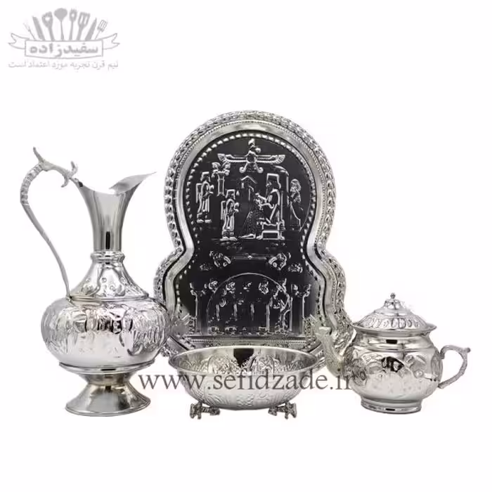 سرویس سماور 4 پارچه برنجی قلمزده کد 02