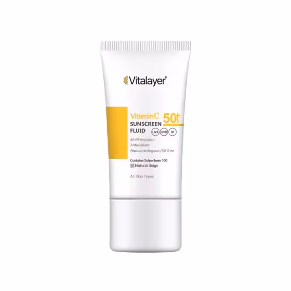 فلوئید ضد آفتاب ویتامین C ویتالیر مدل رنگ نچرال بژ SPF 50