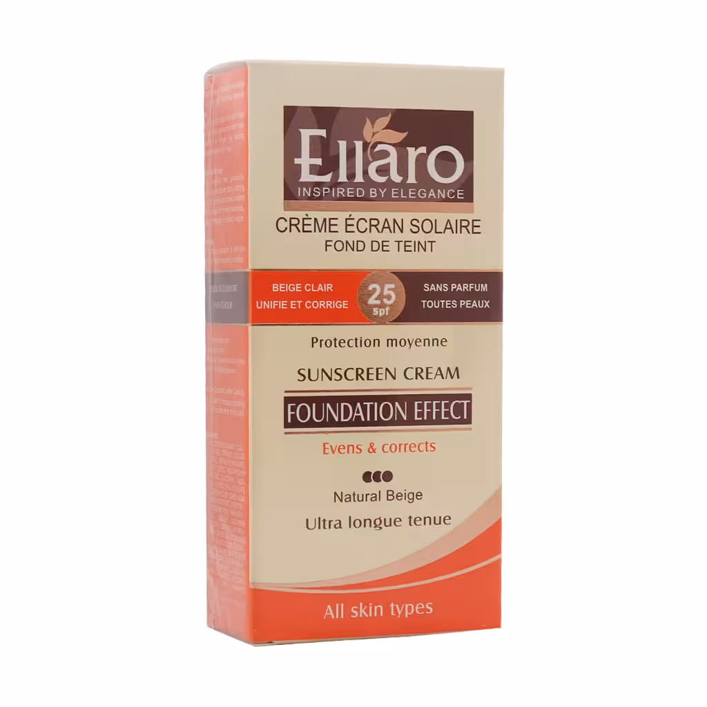 کرم ضد آفتاب با پوشش کرم پودر SPF 25 (بژ طبیعی) الارو NATURAL BEIGE EVENS AND CORRECTS SUNSCREEN CREAM ELLARO