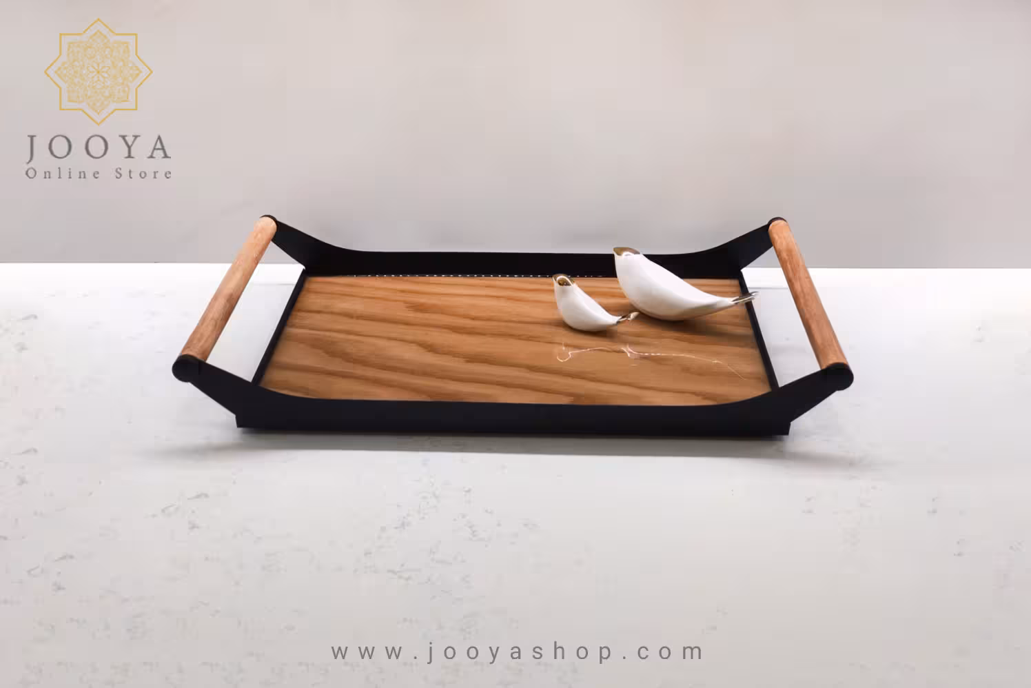 سینی فلزی دسته چوبی آدسا بزرگ