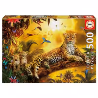 پازل 500 قطعه Educa طرح پلنگ و بچه‌هایش