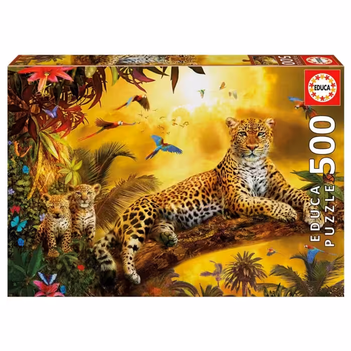 پازل 500 قطعه Educa طرح پلنگ و بچه‌هایش