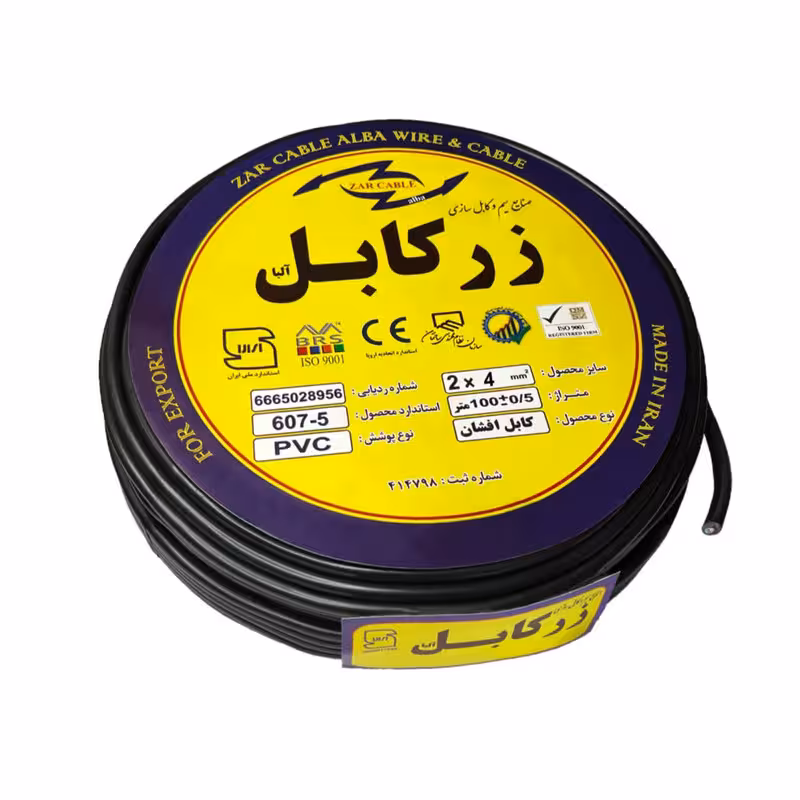 کابل برق افشان 2 در 4 زر کابل آلبا مدل ZC 2-4