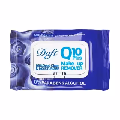 دستمال مرطوب پاک کننده آرایش دافی مدل Q10 طرح میوه بلوبری بسته 50 عددی