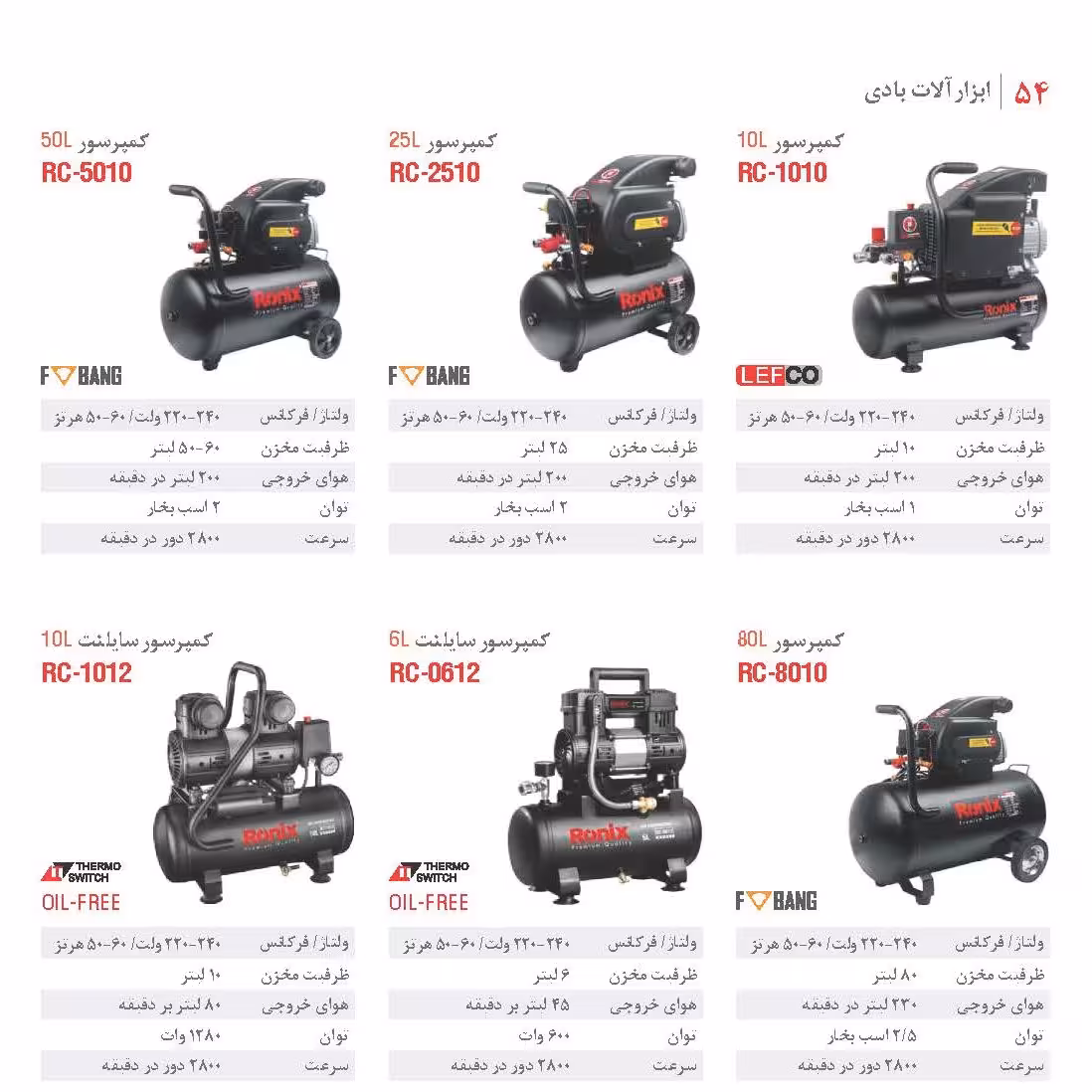 کمپرسور  50  لیتری رونیکس 