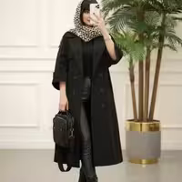 بارانی بلند زنانه مدل تینا جنس کتان تی سی درجه یک