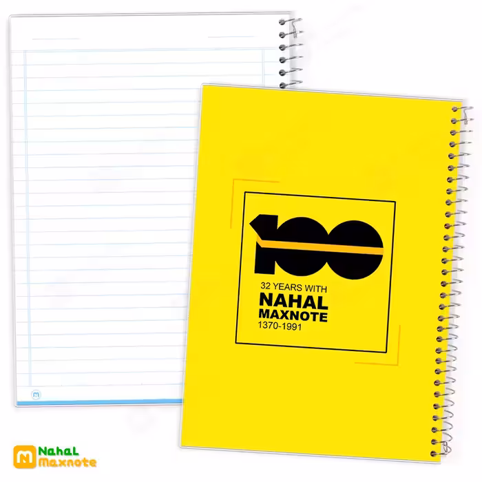 دفتر 100 برگ سیمی طلقی تک رنگ فسفری کد 9115.طرح 1