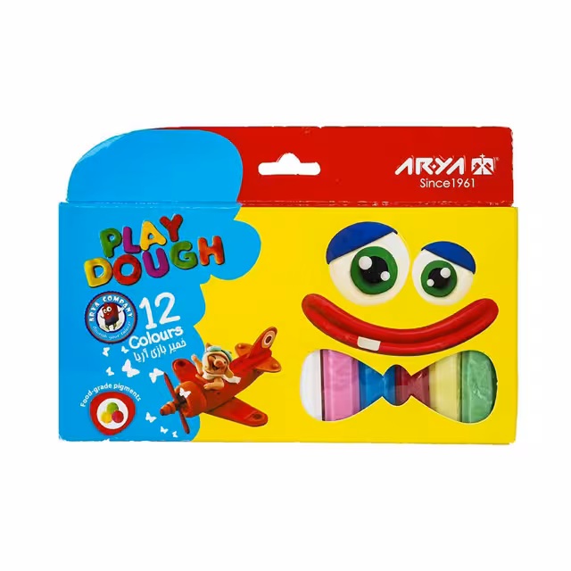 خمیر بازی 12 رنگ مقوایی آریا