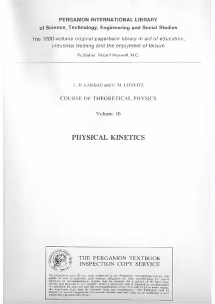 خرید و دانلود نسخه کامل کتاب Course Of Theoretical Physics Volume 10 Physical Kinetics