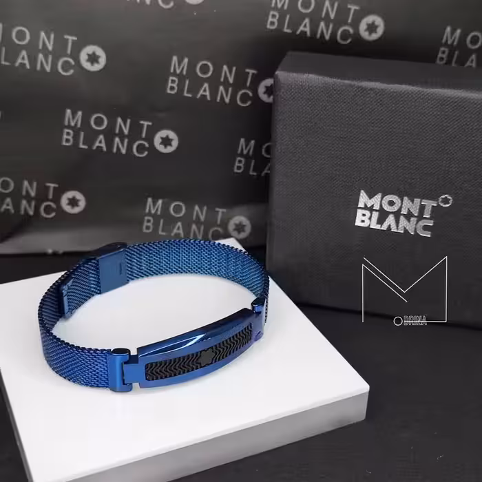 دستبند مون بلان استیل آبی
