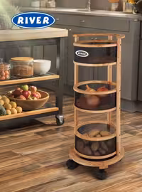 سبد 3 طبقه گرد سیب زمینی و پیاز چوبی ریور RIVER کد 3913