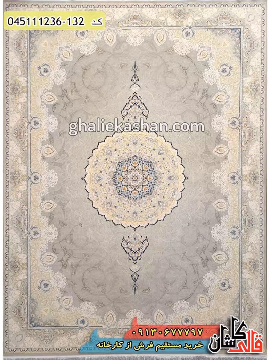 فرش طلاکوب 1200 شانه طرح لیندا ونوس زمینه نقره ای کاشان – گل برجسته