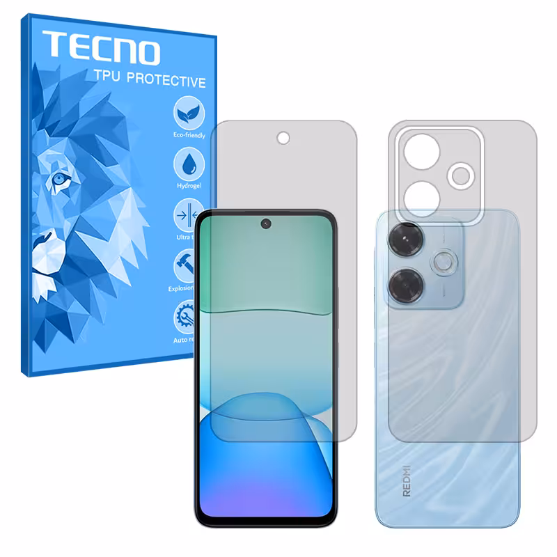 گلس صفحه نمایش و پشت گوشی شیائومی Redmi 13x مدل هیدروژلی مات برند تکنو کد SS