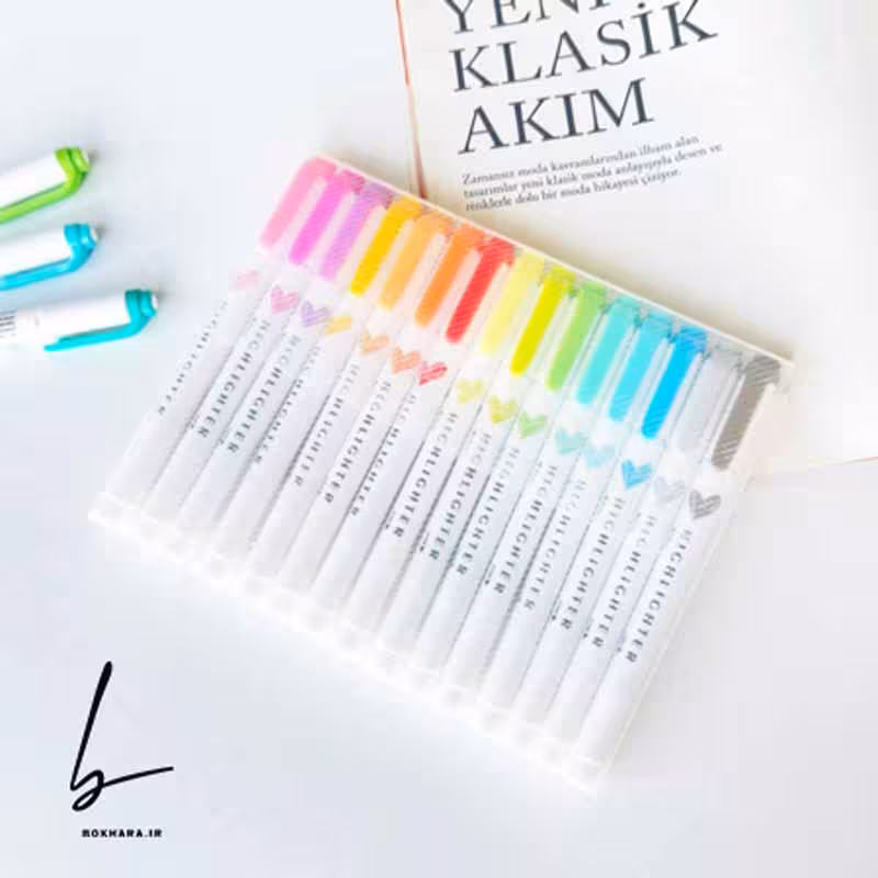 ماژیک هایلایتر دو سر طرح میدلاینر CHENYUAN مجموعه 15 عددی