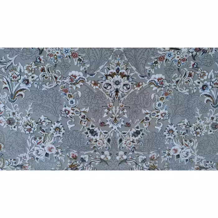 فرش ماشینی زمرد مشهد طرح افشان زمینه سیلور