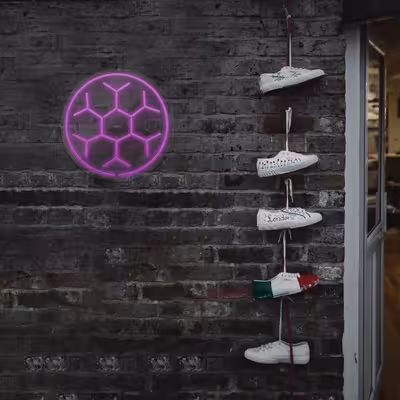 چراغ دیواری نئون دیزاین طرح Soccer-Ball-GL_PR