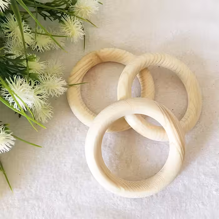 آویز تزیینی مدل حلقه چوبی کد 49 بسته 3 عددی