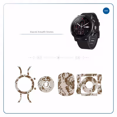 برچسب ماهوت طرح Army Desert Pixel مناسب برای ساعت هوشمند شیایومی Amazfit Stratos