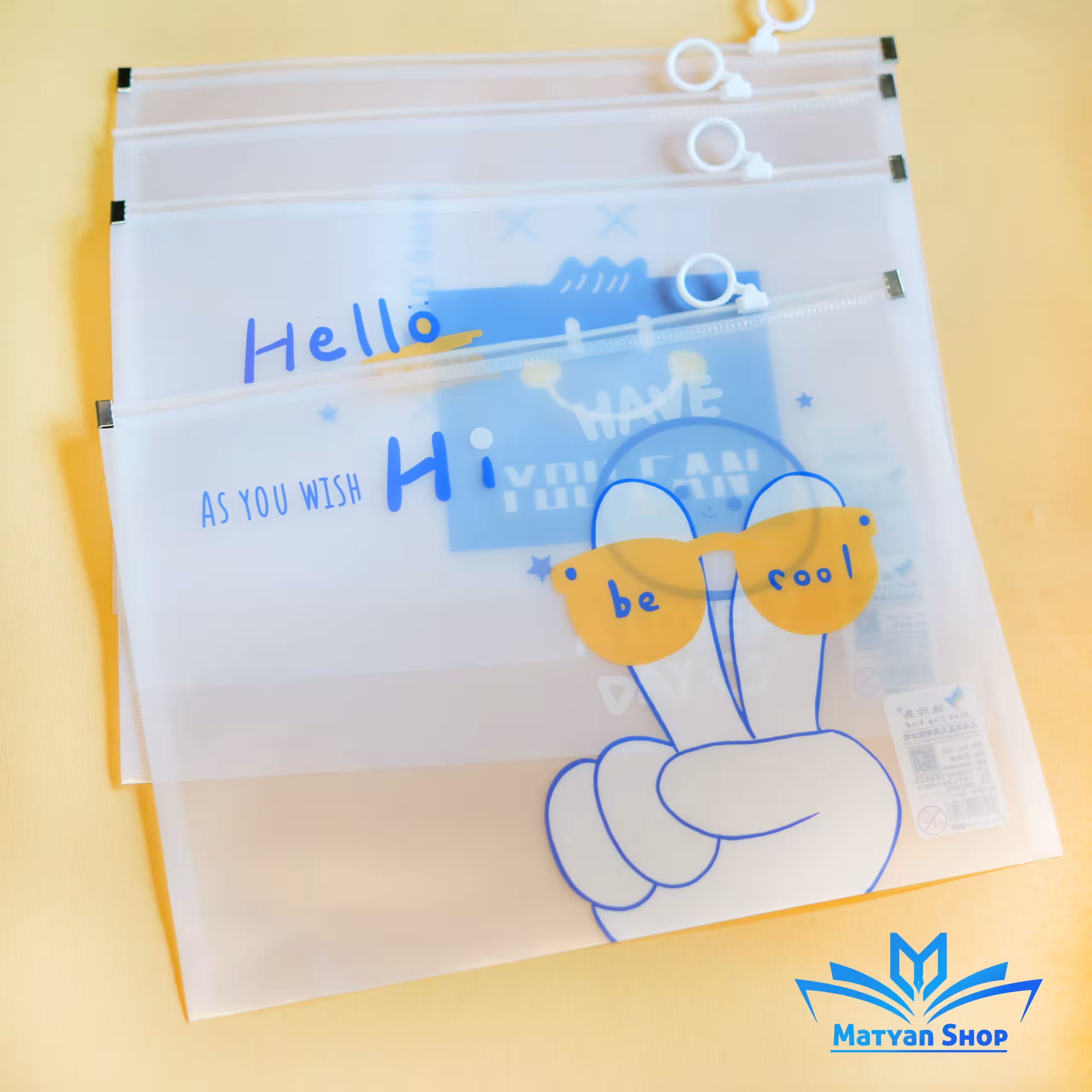 پوشه شفاف زیپی طرح لبخند