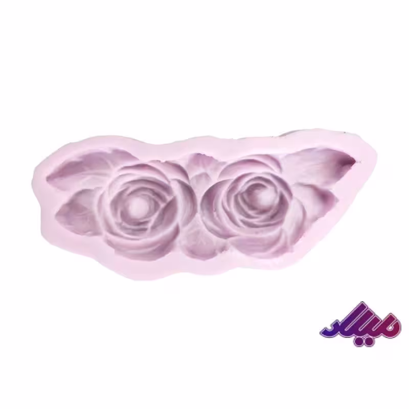 قالب سیلیکونی گل رز دو تایی و برگ 12*4.5