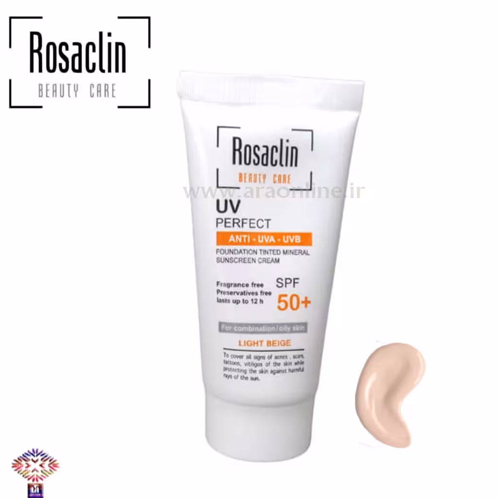 کرم ضدآفتاب SPF 50پوست مختلط و چرب رنگی(بژ روشن) رزاکلین