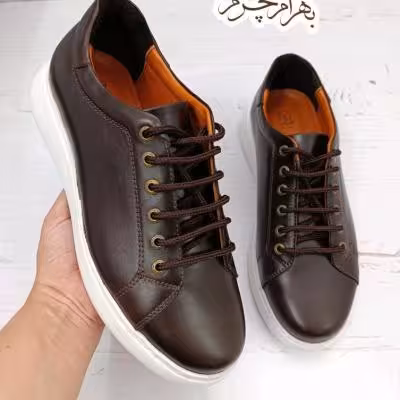 کفش مردانه ونس شیک چرم طبیعی دست دوز مدل تونی قهوه ای تیره