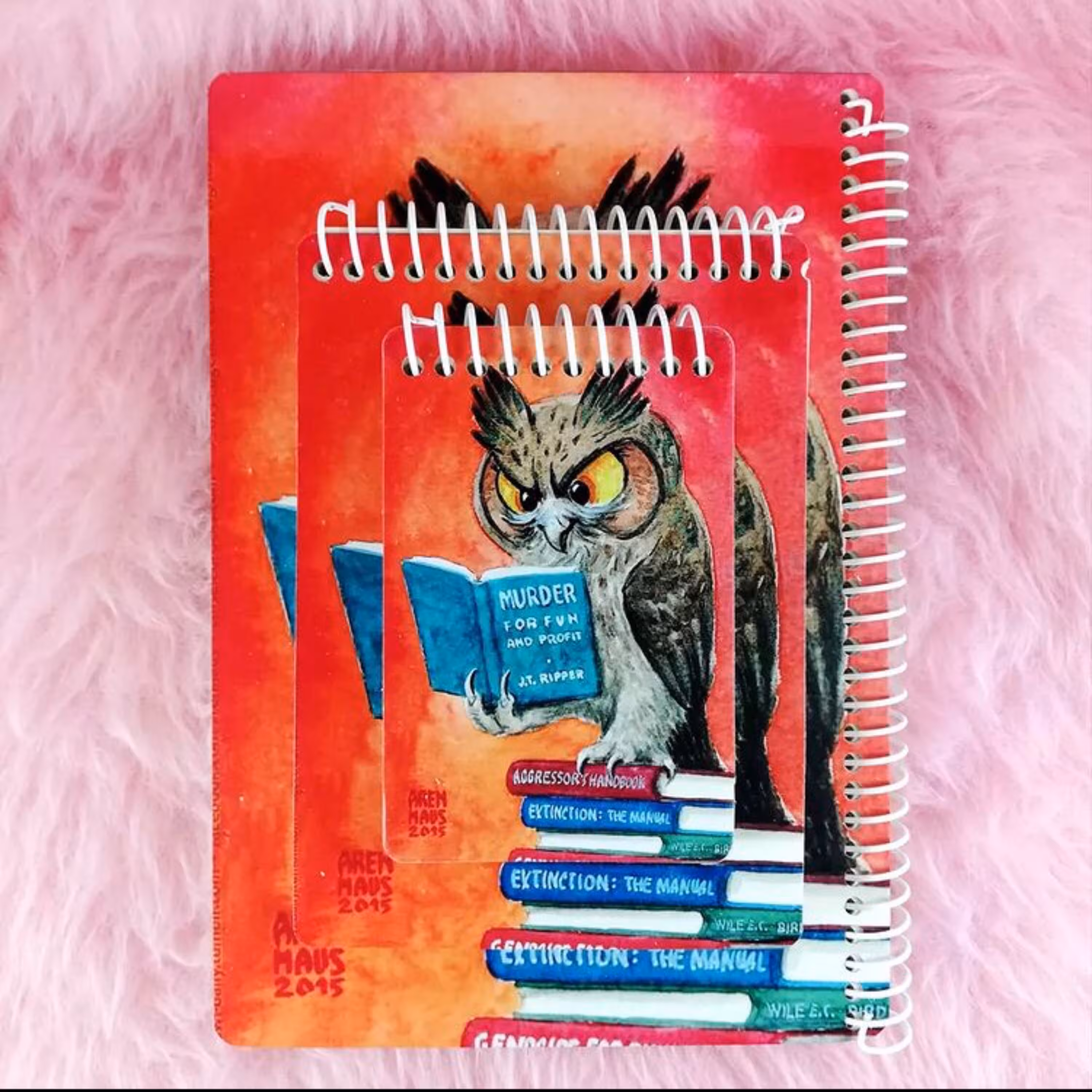 ست سه عددی دفترچه طراحی کرافت طرح جغد کتابخوان