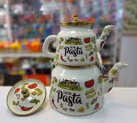 کتری قوری لعابی درب دار برند لایت LIGHT ساخت ترکیه طرح pasta