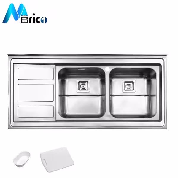 سینک استیل البرز کد 765 روکار دو لگنه