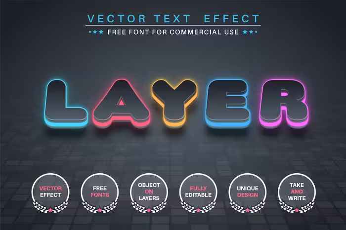 افکت لایه رنگ افکت متن قابل ویرایش، سبک فونت