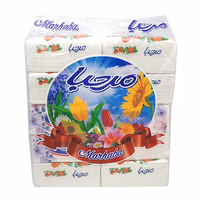 دستمال کاغذی اقتصادی مرحبا 100 برگ دولا بسته 10 عددی