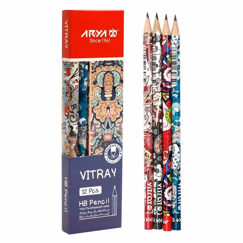 مداد مشکی مهندسی آریا (Arya) بسته 12 عددی