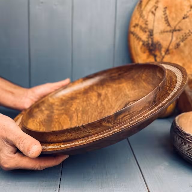 ظرف چوبی پذیرایی گردو کد 010035