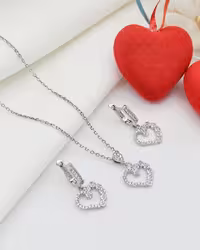 نیمست قلب نقره جواهری کد 00246