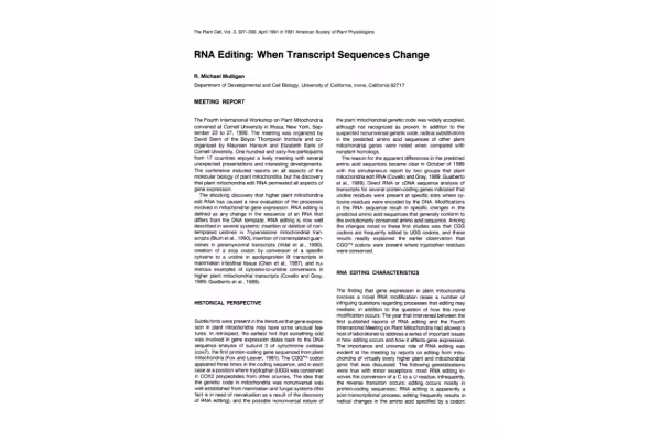 Rna editing (مقاله انگلیسی) 🔬 - کتابخانه مجازی واتیکان