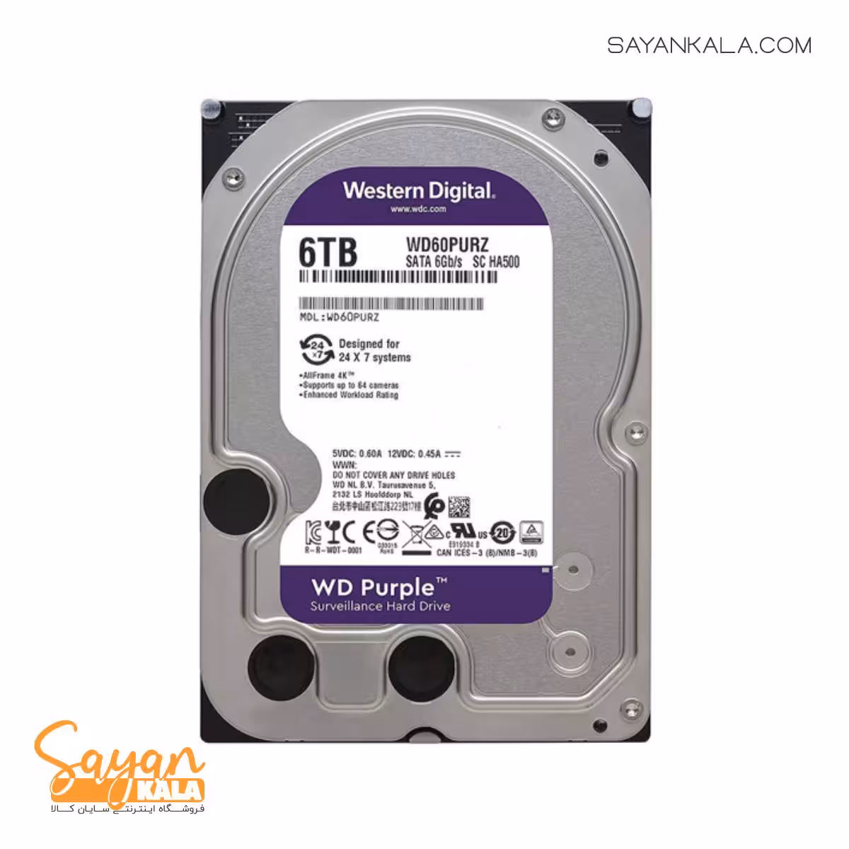 هارد اینترنال وسترن دیجیتال مدل HDD Internal WESTERN DIGITAL PURPLE 6TB
