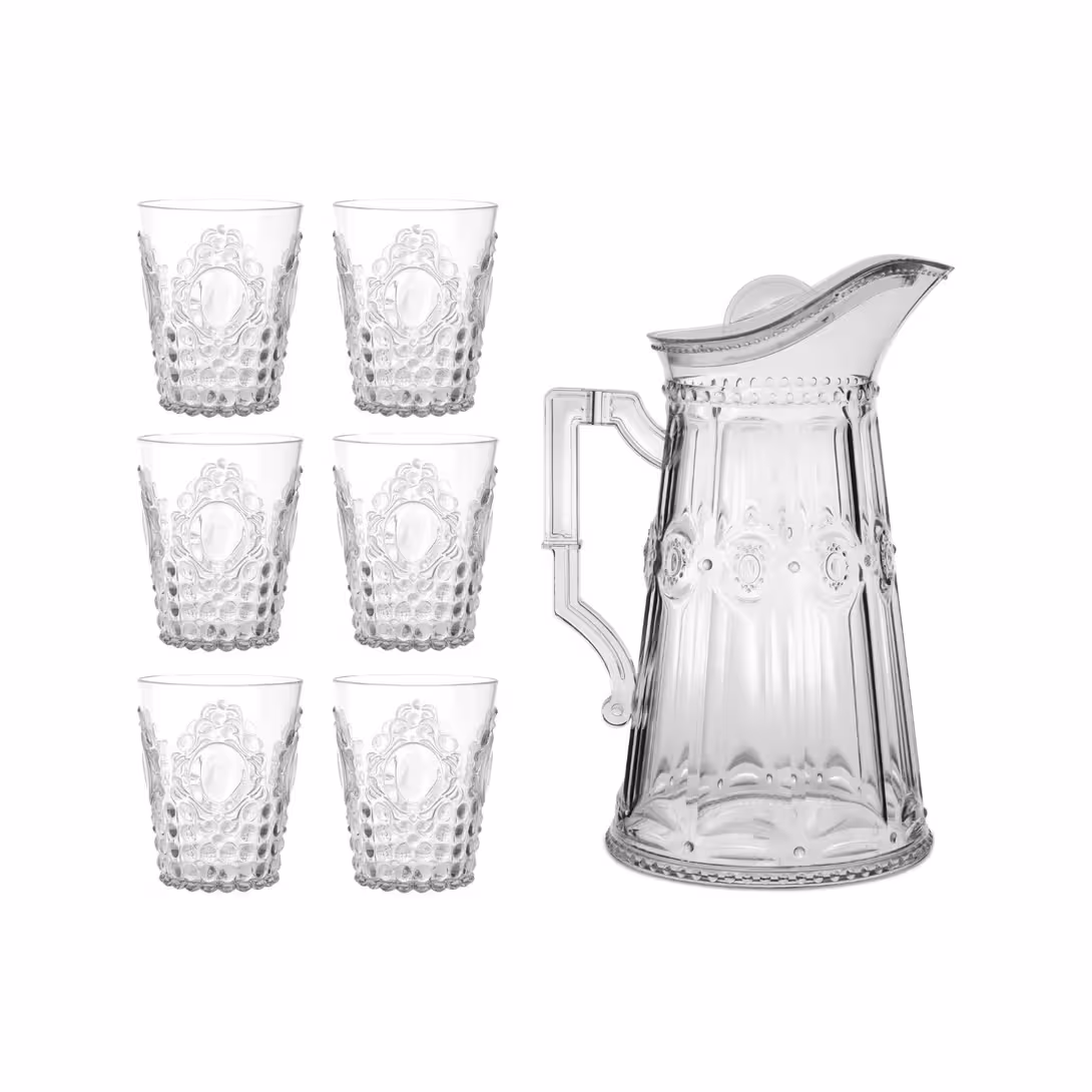 سرویس پارچ و لیوان 6 نفره 7 پارچه برند Baci Milano مدل Baroque Rock Anniversary