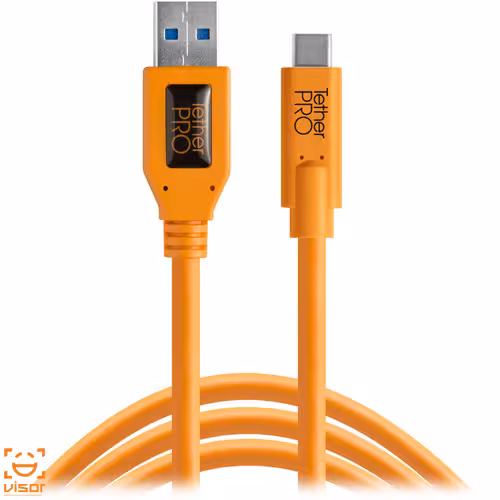کابل Tether Tools TetherPro USB Type-C Male to USB 3.0 Type-A Male Cable (15′, Orange) CUC3215-ORG