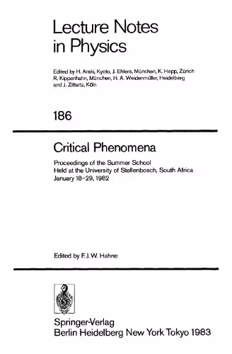 خرید و دانلود نسخه کامل کتاب Critical Phenomena: Proceedings of the Summer School Held at the University of Stellenbosch, South Africa January 18–29, 1982