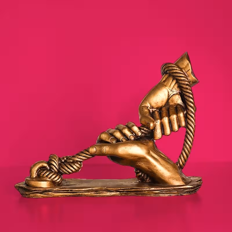 دکوری دست عشق طلایی رنگ پلی استر