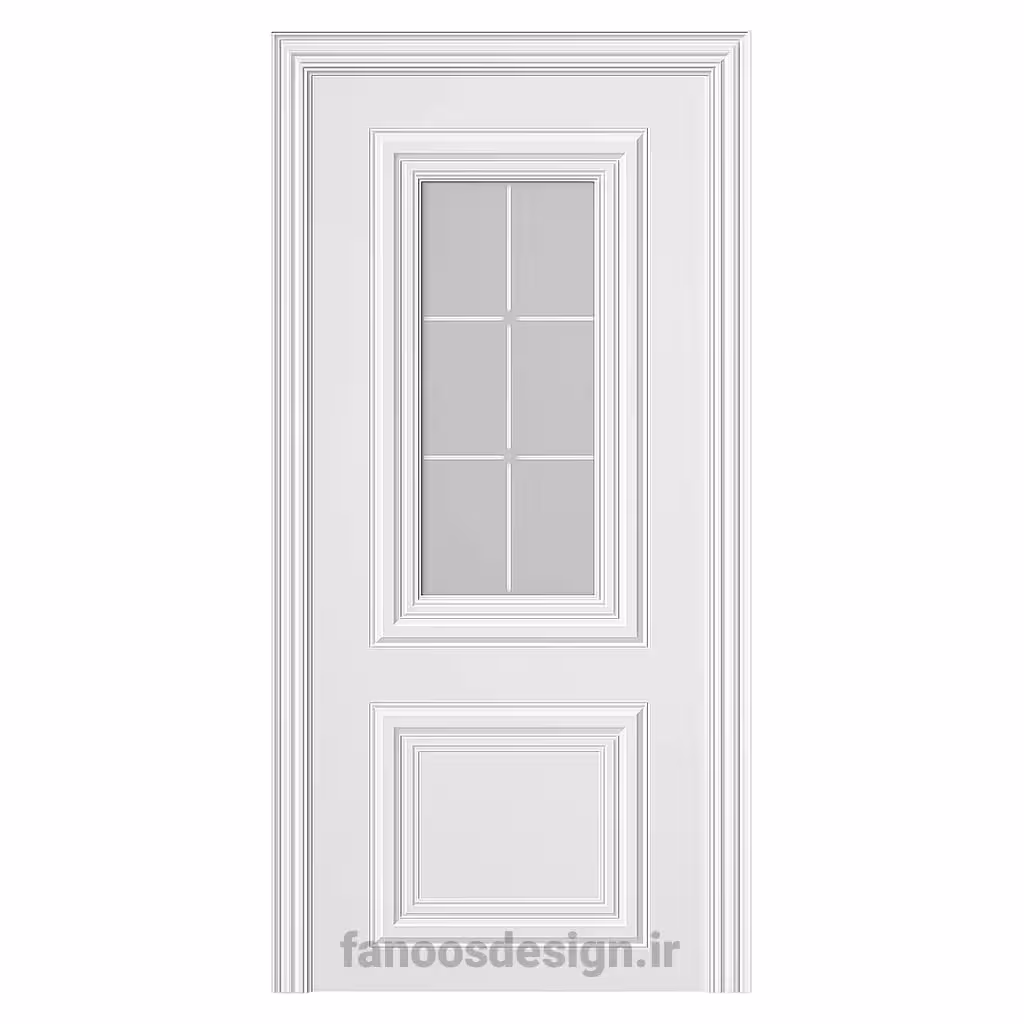 درب داخلی سفید با شیشه مشبک طرح الماس کد 30613
