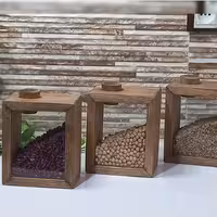 استند و باکس حبوبات و خشکبار آشپزخانه چوبی رنگ قهوه ای تیره چوب روس