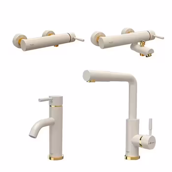 ست کامل شیرآلات شودر مدل مارینو شیری طلا