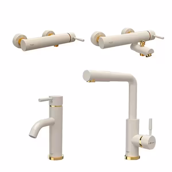 ست کامل شیرآلات شودر مدل مارینو شیری طلا